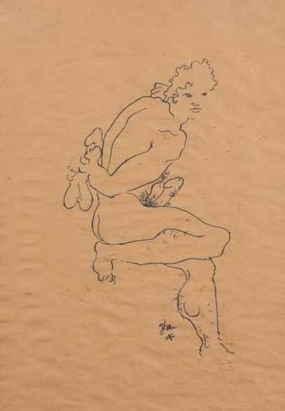 *Jean COCTEAU (1889-1963) 

Ephèbe

Dessin à la plume

Signé en bas

H. 38 cm - L....