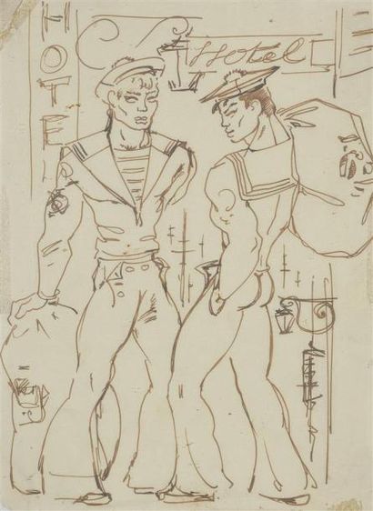 *Jean BOULLET (1921-1970) Les deux marins

Dessin à la plume

H. 17,5cm - L. 21 ...