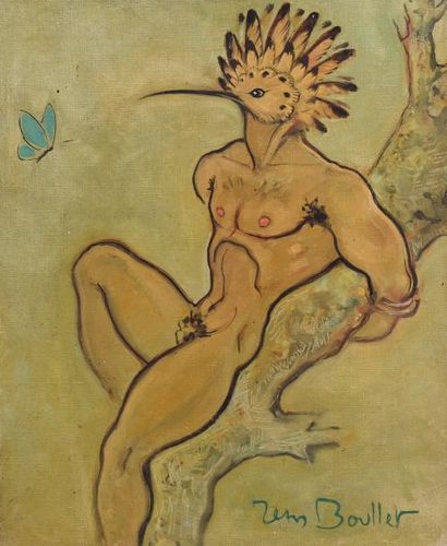 *Jean BOULLET (1921-1970) 

L'Homme-oiseau

Huile sur toile

Signé en bas à droite

H....