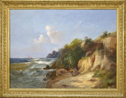 null Emile GODCHAUX (1860-1938)

Promeneuse en bord de mer

Huile sur toile signée...