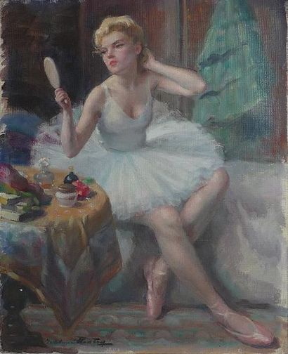 null Madeleine PLANTEY (1890-1985)

La ballerine au miroir

Huile sur toile signée...