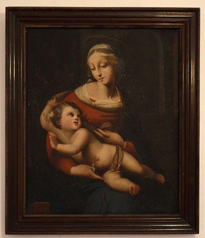 null ECOLE FRANCAISE d’après Léonard de Vinci, Vierge à l’enfant, huile sur toile

H....