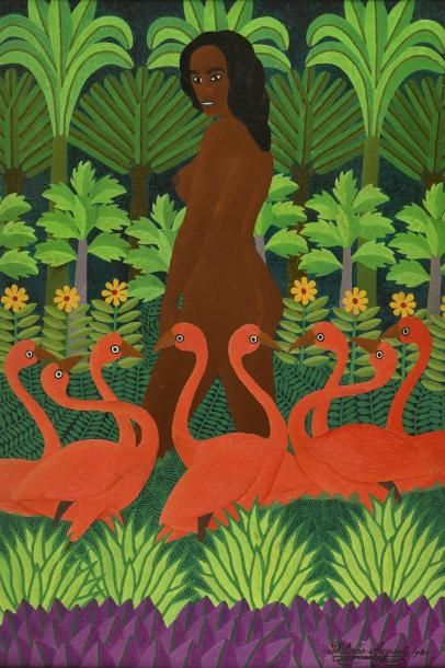 null Salnave PHILIPPE AUGUSTE (1908-1989)
Femme et flamants roses dans la jungle
Huile...