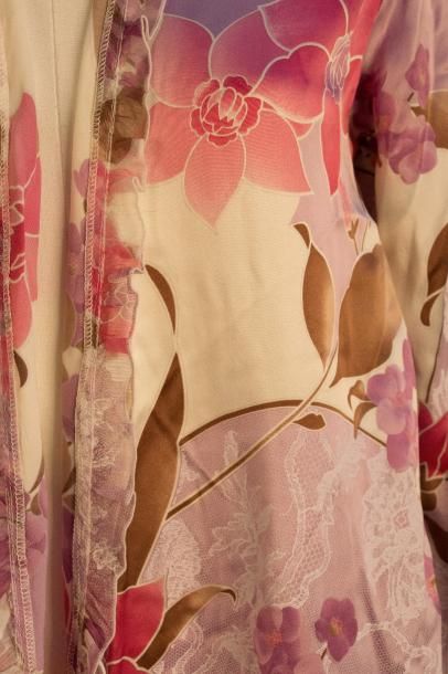 null LEONARD Lingerie Long déshabillé en soie imprimée à motif floral parme, beige,...
