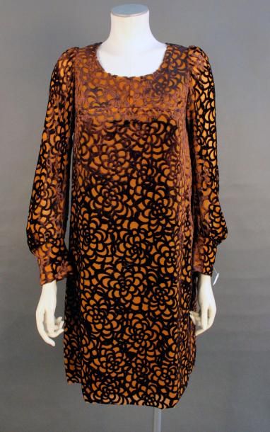 null Junya WATANABE pour Comme des garçons Robe en voile orange à motif floral en...