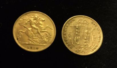 Monnaies - Médailles - Sceaux Deux pièces demi-souverain en or jaune Vendu sur désignation
Poids...