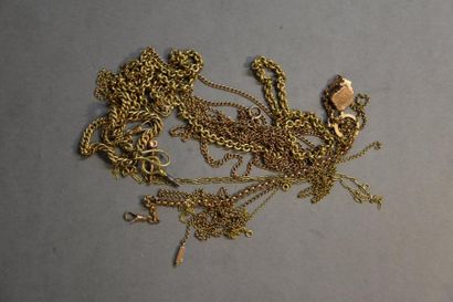 Bijoux - Joaillerie Lot d'or jaune 18K (750/°°) comprenant : - six chaînes à maillons...
