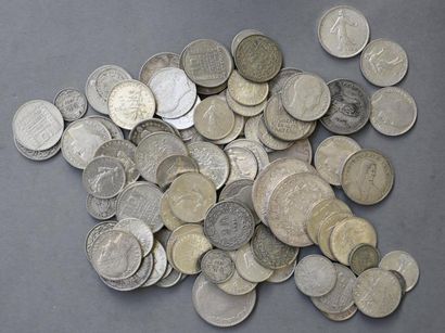 null Lot de pièces en argent : - 21 pièces 10 Francs Turin - 2 pièces 50 Francs Hercule,...