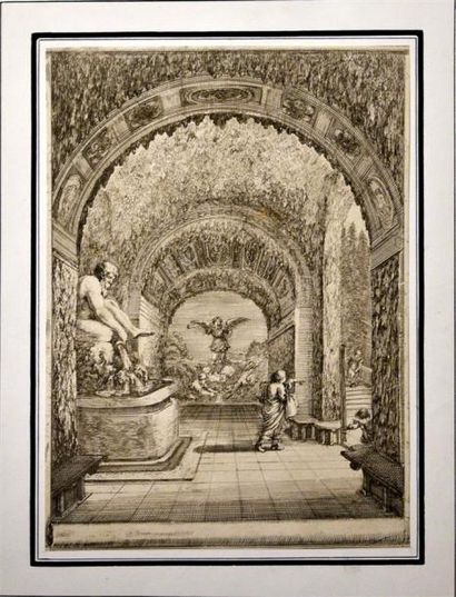 ESTAMPES Stefano DELLA BELLA (1610 - 1664) Dessin d'une grotte (villa de Pratolino)....