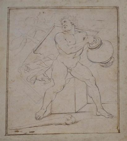 Dessins - Oeuvres sur papier Ecole du Nord, XVIIe siècle Scène mythologique. Dessin...