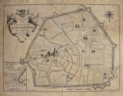 ESTAMPES Ecole FRANCAISE de la fin du XVIIe siècle Plan de la ville de St Denis,...