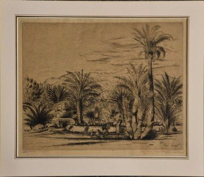 ESTAMPES Henri VERGER-SARRAT L'Oued au Maroc Eau-forte épreuve d'artiste signée et...