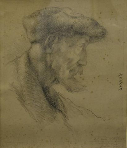 Dessins - Oeuvres sur papier Richard GUINO Portrait de Renoir Lithographie dédicacée...