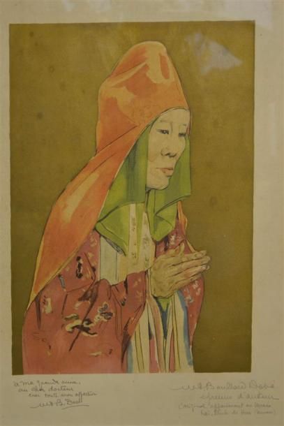 Dessins - Oeuvres sur papier Marie-Antoinette BOULLARD-DEVE (1890 - 1970) Moine aux...