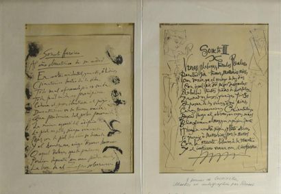 ESTAMPES Pablo PICASSO (1881 - 1973) Deux illustrations pour " Vingt poèmes " de...