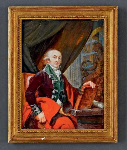 Louise BARBAULT DE LA BROUE DE SAINT AVIT (circa 1790-1820) Portrait d'homme assis...