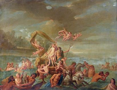 Jean-Jacques SPOEDE (Anvers 1680 - 1757) Le triomphe d'Amphitrite 
Toile d'origine...
