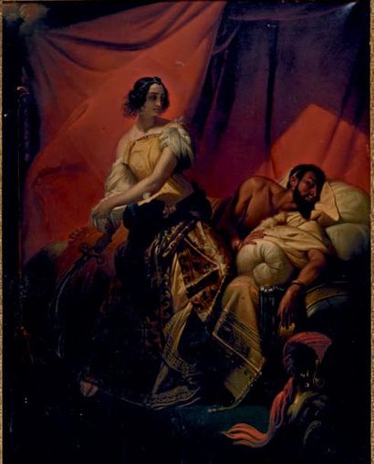 D'après Horace VERNET (1789-1863) Judith et Holopherne
Huile sur toile
H. 92 cm -...