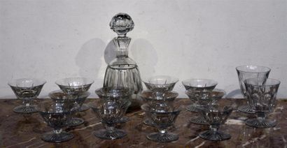 Verre et arts du feu BACCARAT Suite de douze coupes à champagne en cristal taillé...