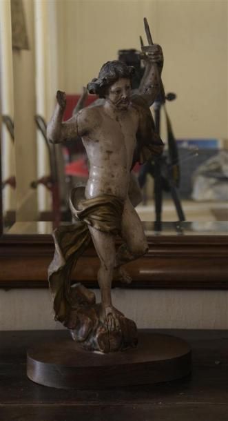 Sculptures des XIXe et XXe siècles Christ Sauveur en bois sculpté et relaqué XVIIIe...