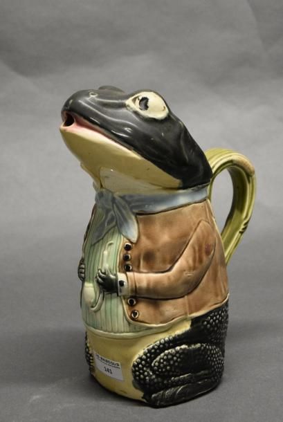 Céramique - Faïence - Porcelaine ONNAING Pichet grenouille polychrome Début du XXe...
