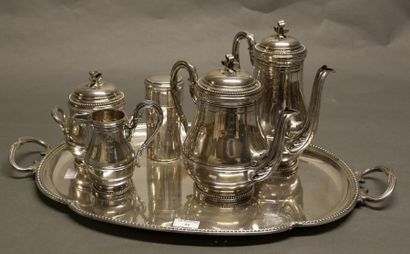 ORFEVRERIE Service à thé et café en métal argenté, à décor gravé de guirlandes en...