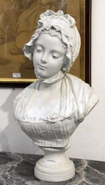 Sculptures des XIXe et XXe siècles G. LEVY Jeune fille songeuse au bonnet Buste en...