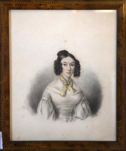 ESTAMPES Ecole FRANCAISE vers 1830 Portraits d'un homme et d'une femme Dessins aux...