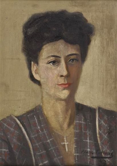 Art moderne et contemporain Pierre PELLOUX (1903-1975) Portrait d'une femme brune,...