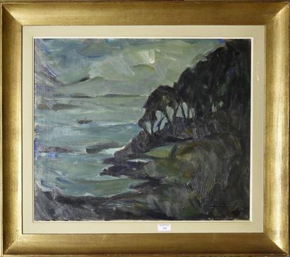 Art moderne et contemporain Albert RATY (1889-1970) Port Manech en Bretagne Huile...
