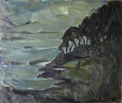 Art moderne et contemporain Albert RATY (1889-1970) Port Manech en Bretagne Huile...