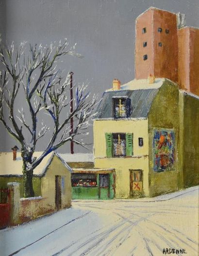 Art moderne et contemporain Lucien ARDENNE (1914-1993) Entrée d'un village sous la...