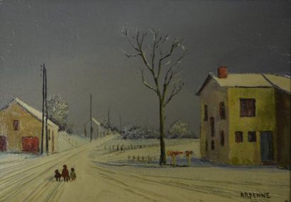 Art moderne et contemporain Lucien ARDENNE (1914-1993) Paysage de neige avec trois...