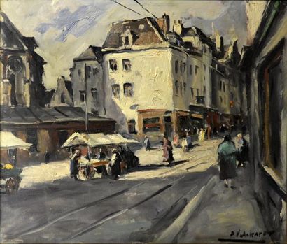 Art moderne et contemporain PIET VOLCKAERT (1902 -1973) Jour de marché Huile sur...