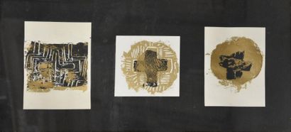 Art moderne et contemporain Odette DUCARRE (XXe siècle) Trois Croix 3 linogravures...