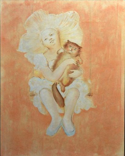 Art moderne et contemporain Léonor FINI (1908-1996) La fillette au chat Lithographie...