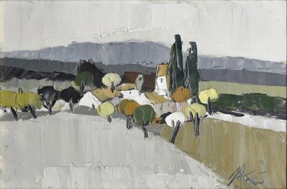 Art moderne et contemporain Michel PELLETIER (né en 1947) Paysage vers Nyons Huile...