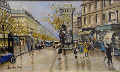 Art moderne et contemporain Léon LEPRIN (XXème siècle) Les grands boulevards Huile...