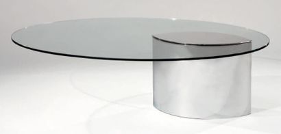 Cini BOERI (né en 1924) - Édition Gavina Table basse modèle «Lunario», plateau ovale...