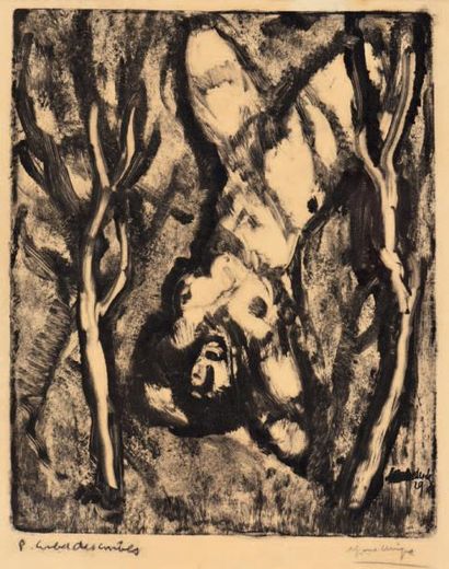 Pierre COMBET-DESCOMBES (1885-1966) Nu et arbres, 1929
Monotype, signé et daté à...