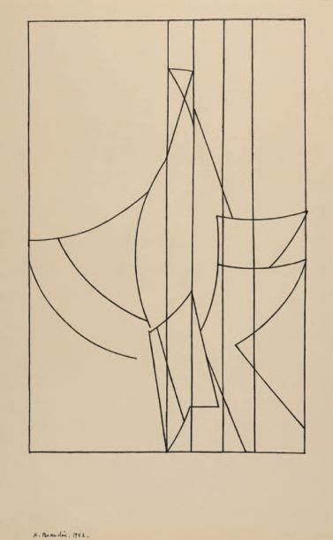 André BEAUDIN (1895-1979) La Colombe cachée, 1952
Encre, signée et datée en bas à...