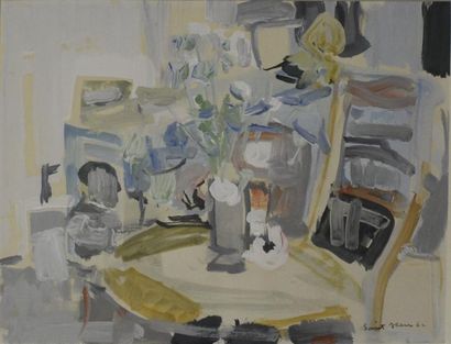 Marcel SAINT-JEAN (1914-1994) La table fleurie
Gouache, signée et datée en bas à...
