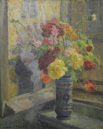 Madeleine PLANTEY (1890-1985) Fleurs
Huile sur panneau, signée en bas à gauche et...