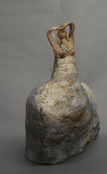 Jeanne LACHIEZE-REY (1927-2014) Danseuse
Céramique polychrome, signée au dos
H. 43...