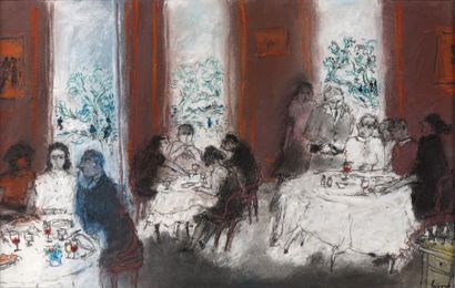 Jean FUSARO (né en 1925) Au Restaurant
Pastel, fusain et mine de plomb, signé en...