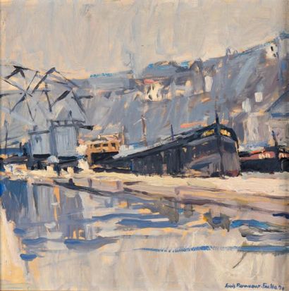 Louis RENARDAT-FACHE (né en 1948) Inondation, Port-Rambaut, 1970
Huile sur panneau,...