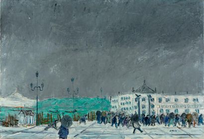 Michel MALY (né en 1936) Venise sous la pluie
Huile sur toile, signée en bas à droite,...