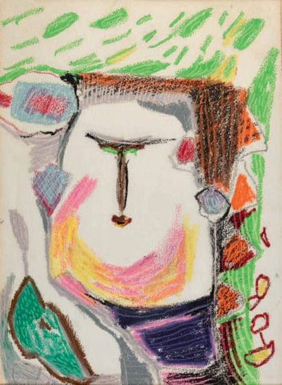 Gina PELLONE (née 1926) Visage
Pastel signé en bas à gauche
H. 38 cm - L. 28 cm
