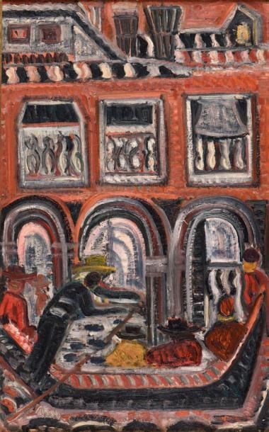 Joannès VEIMBERG (1918-1982) Gondole à Venise
Huile sur toile, signée au dos
H. 61...