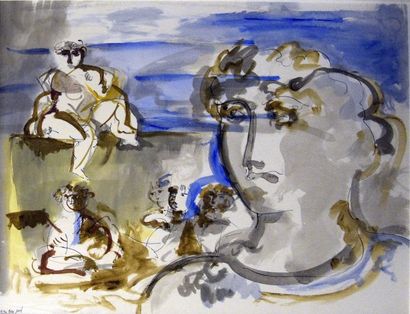 Jean-Pierre GIARD (né en 1957) Scène mythologique
Aquarelle, plume et lavis d'encre,...